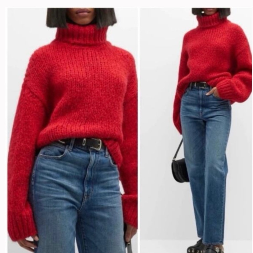RE/DONE 90s Oversized Turtleneck Sweater Sz Large Red Alpaca Blend $495